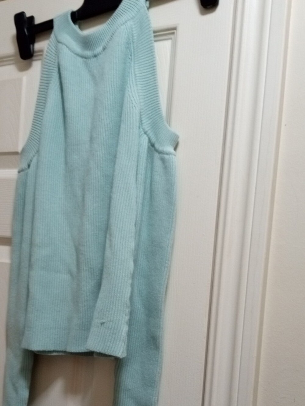 Cold-Shoulder Ribbed Sweater in Mint Green - Picture 3 of 4
